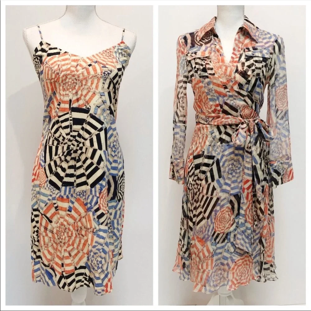 Diane von Furstenberg Wrap Dress + Slip Dress - Picture 1 of 12